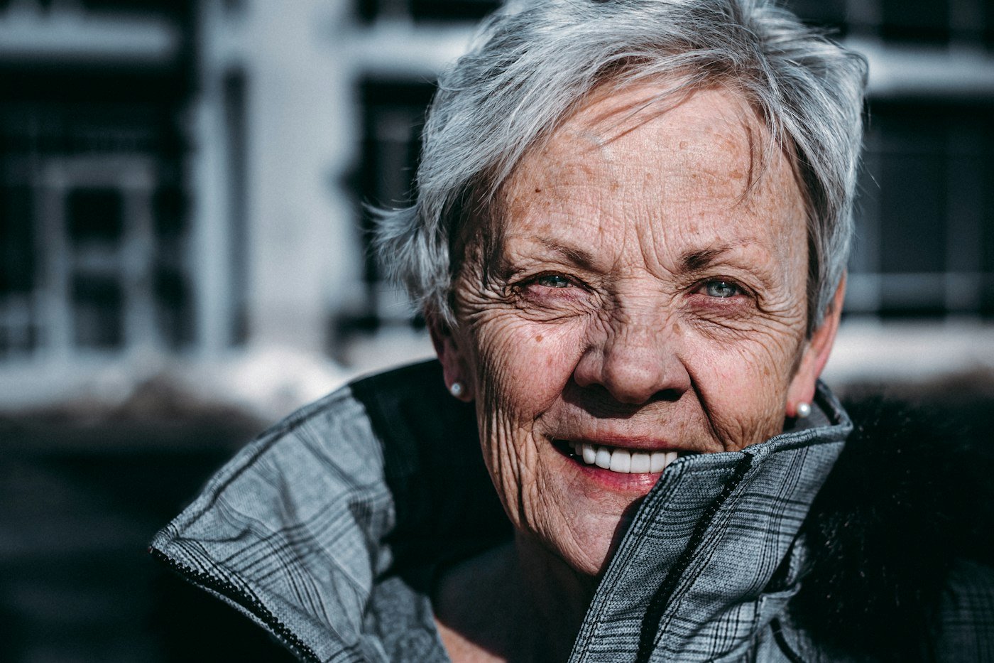 Stock portrait of an older woman smiling