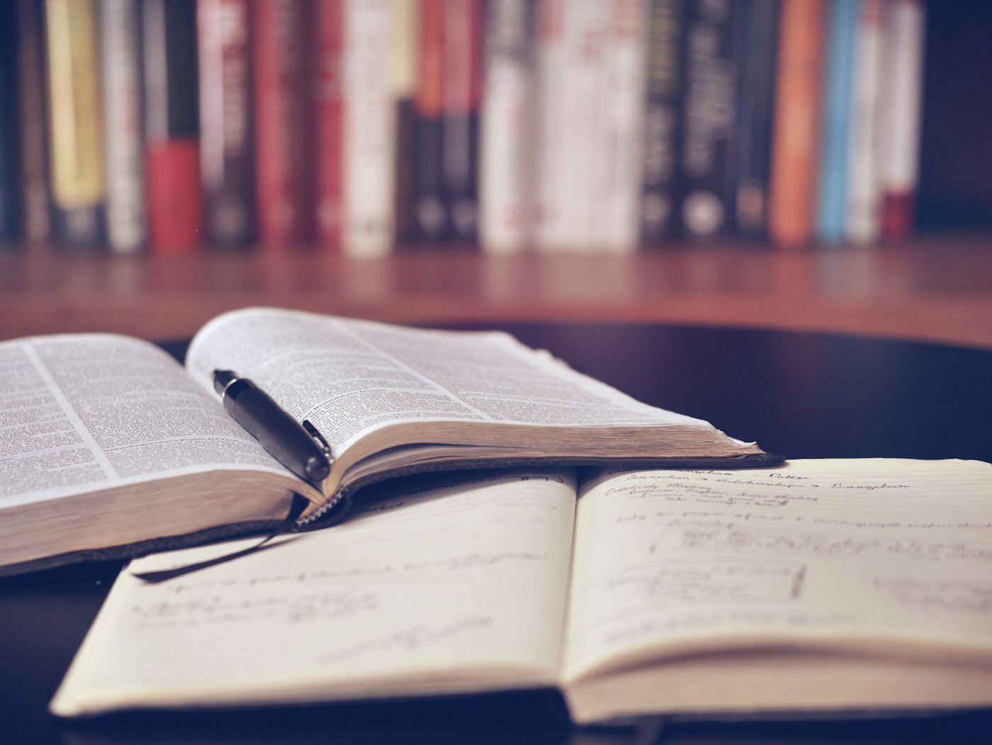 Stock photograph of open books